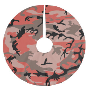 Red and Brown Camouflage, Military, Army Brushed Polyester Tree Skirt