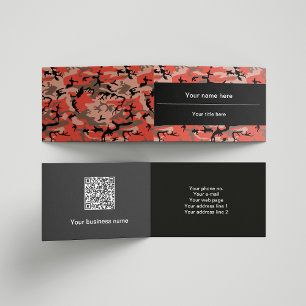 Red and Brown Camouflage, Military, Army Business Card