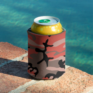 Red and Brown Camouflage, Military, Army Can Cooler