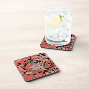 Red and Brown Camouflage, Military, Army Coaster