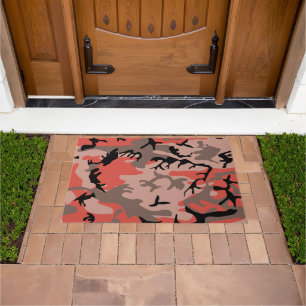 Red and Brown Camouflage, Military, Army Doormat