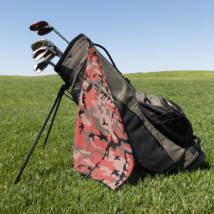 Red and Brown Camouflage, Military, Army Golf Towel