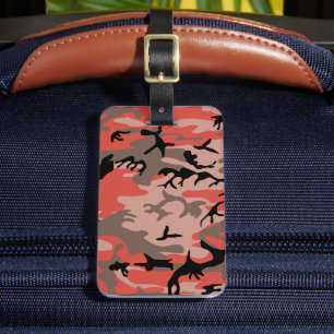 Red and Brown Camouflage, Military, Army Luggage Tag