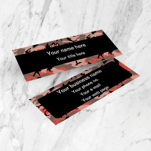 Red and Brown Camouflage, Military, Army Mini Business Card