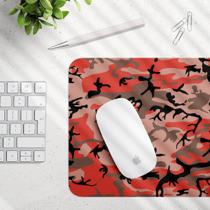 Red and Brown Camouflage, Military, Army Mouse Pad
