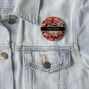 Red and Brown Camouflage Your name Personalise 6 Cm Round Badge