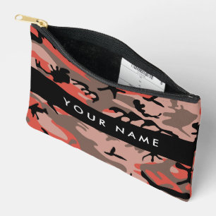 Red and Brown Camouflage Your name Personalise Accessory Pouch