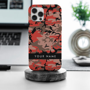 Red and Brown Camouflage Your name Personalise iPhone 15 Pro Max Case
