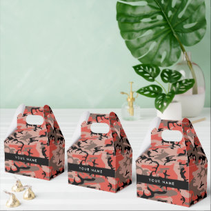 Red and Brown Camouflage Your name Personalise Favour Box