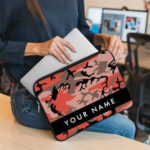 Red and Brown Camouflage Your name Personalise Laptop Sleeve