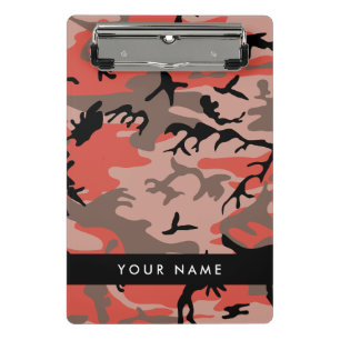 Red and Brown Camouflage Your name Personalise Mini Clipboard