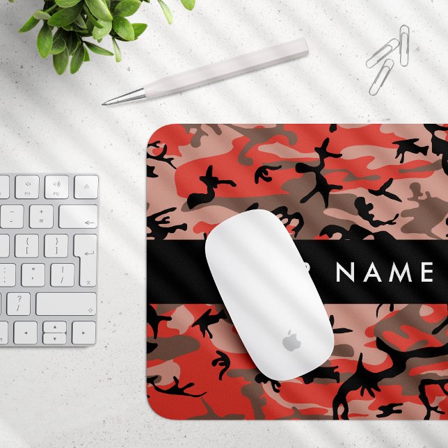 Red and Brown Camouflage Your name Personalise Mouse Pad (Creator Uploaded)