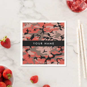 Red and Brown Camouflage Your name Personalise Napkin