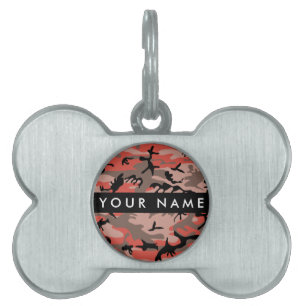 Red and Brown Camouflage Your name Personalise Pet ID Tag