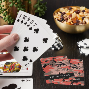 Red and Brown Camouflage Your name Personalise Playing Cards