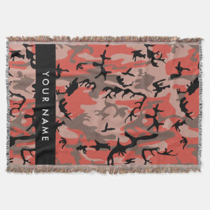 Red and Brown Camouflage Your name Personalise Throw Blanket