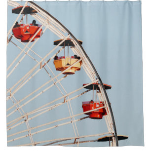 Red and brown carousel shower curtain