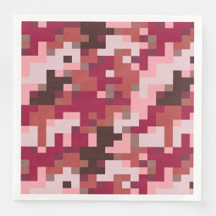 Red and Brown Digital Camo Paper Dinner Napkins
