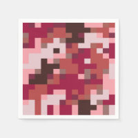 Red and Brown Digital Camouflage Paper Napkins