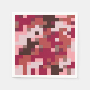 Red and Brown Digital Camouflage Paper Napkins
