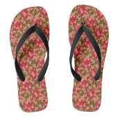 Red And Brown Fall Colours Floral Pattern Thongs (Footbed)