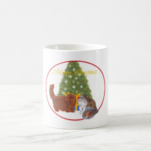 Red and Calico Persian Cats Christmas Coffee Mug