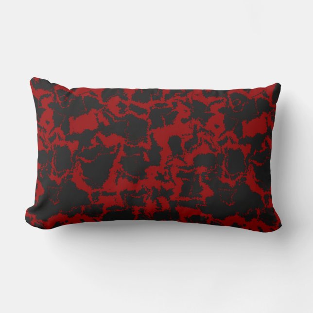 Red and Charcoal abstract Lumbar Cushion (Front)