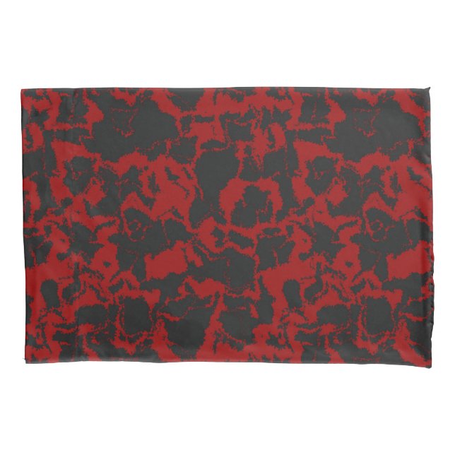 Red and Charcoal abstract Towel Pillowcase (Front)