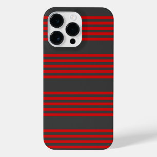 Red and charcoal five stripe pattern iPhone 14 pro max case