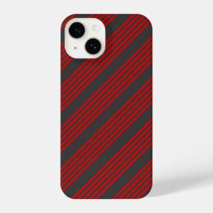 Red and charcoal five stripe pattern iPhone 14 case
