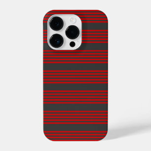 Red and charcoal five stripe pattern iPhone 14 pro case