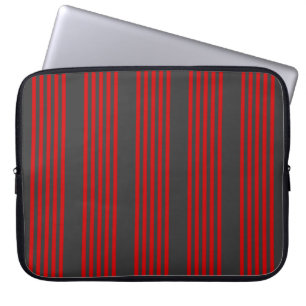 Red and charcoal five stripe pattern laptop sleeve