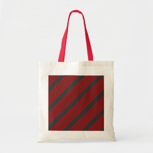 Red and charcoal five stripe pattern tote bag