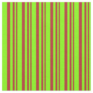 Red and Chartreuse Coloured Lined Pattern Fabric