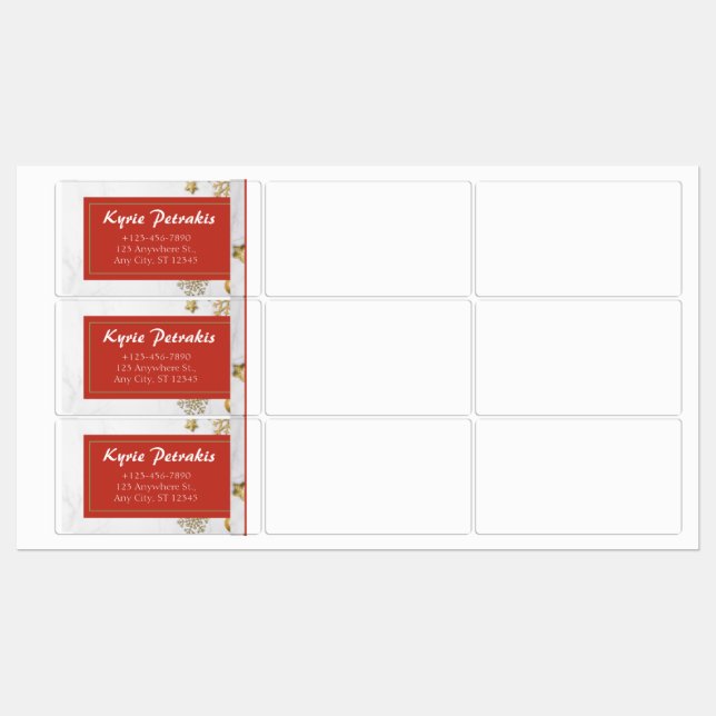 Red and Christmas Background Address Label (Sheet)