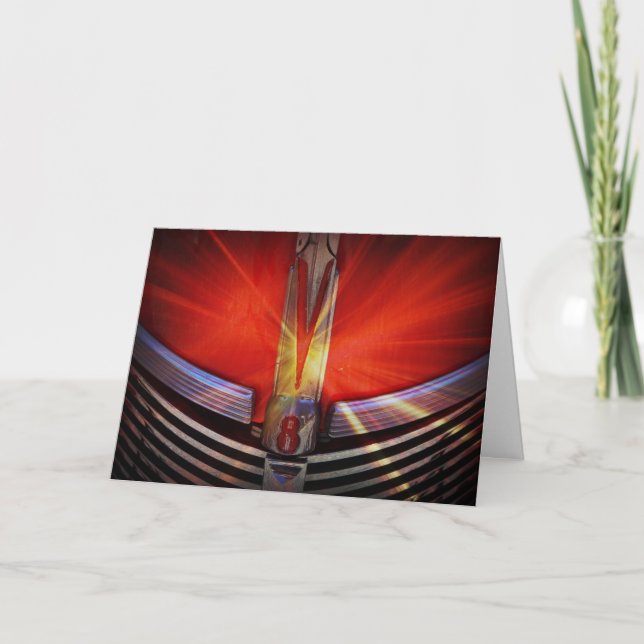 Red and Chrome V8 Card (Front)