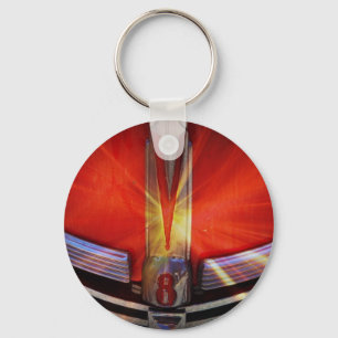 Red and Chrome V8 Key Ring