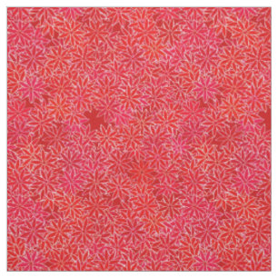 Red and coral flowers, dark red background fabric