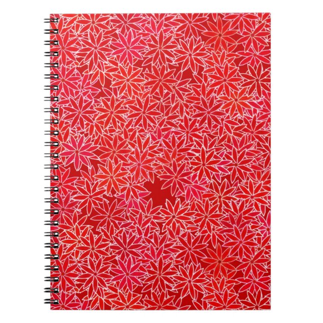 Red and coral flowers, dark red background notebook (Front)