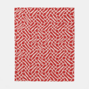 Red And Cream Abstract Line Pattern Fleece Blanket