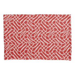 Red And Cream Abstract Line Pattern Pillowcase