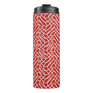 Red And Cream Abstract Line Pattern Thermal Tumbler