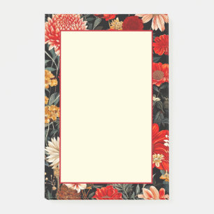 Red and Cream Dark Floral 4x6 Notes