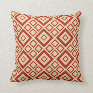 Red and Cream Diamond Pattern Pillow