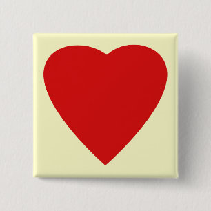 Red and Cream Love Heart Design. 15 Cm Square Badge