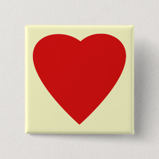 Red and Cream Love Heart Design. 15 Cm Square Badge