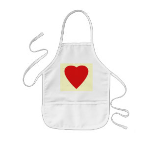 Red and Cream Love Heart Design. Kids Apron