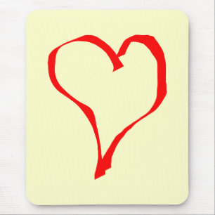 Red and Cream Love Heart Design. Mouse Pad