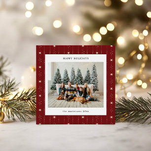 Red And Cream Stars Wallpaper Photo Holiday Card