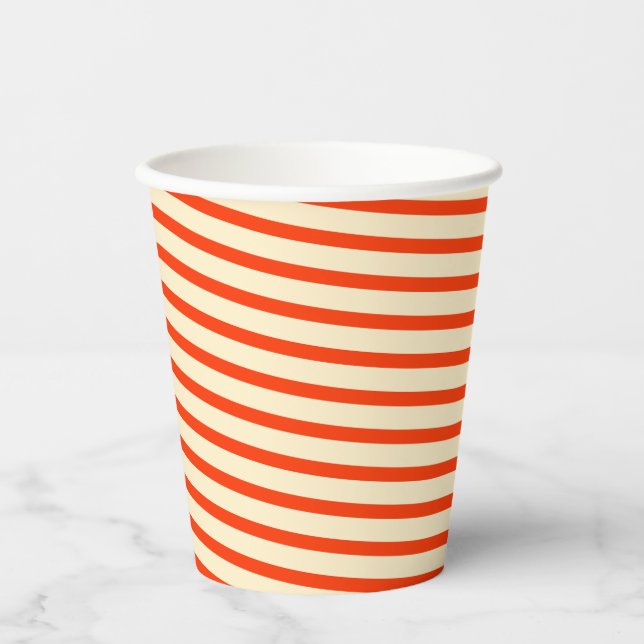 Red and cream stripes paper cups (Front)